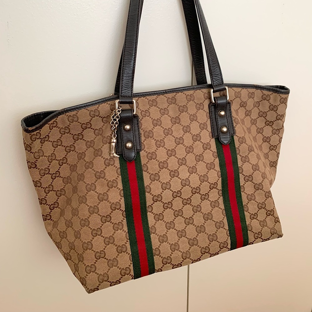 Gucci vintage web sherry tote bag/ shoulder bag